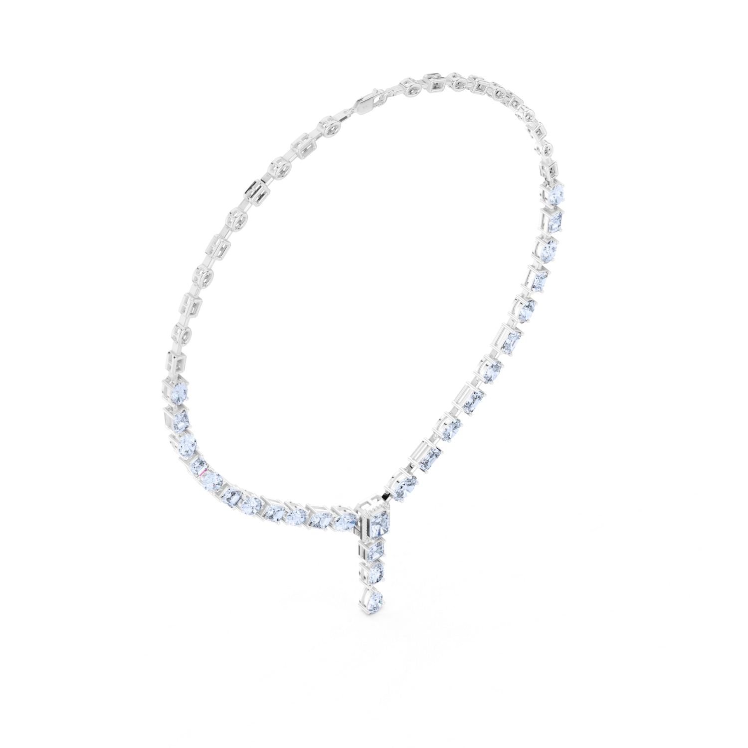 Elegant Y-Drop Diamond Tennis Necklace