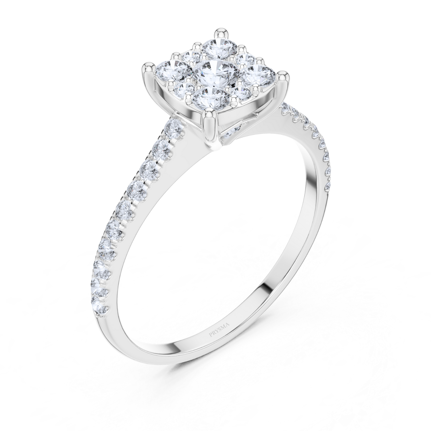 Celeste Cluster Princess Lab Diamond Ring
