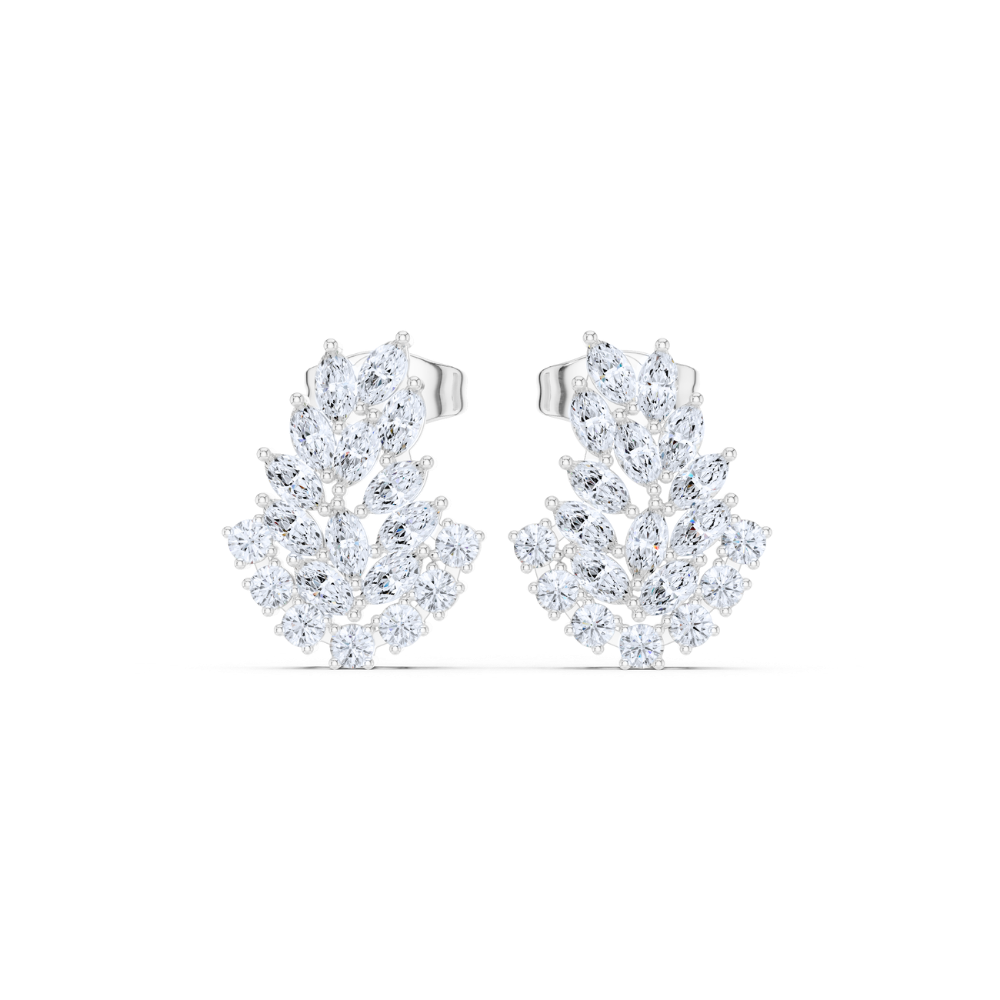 Radiant Vine Diamond Cluster Earrings