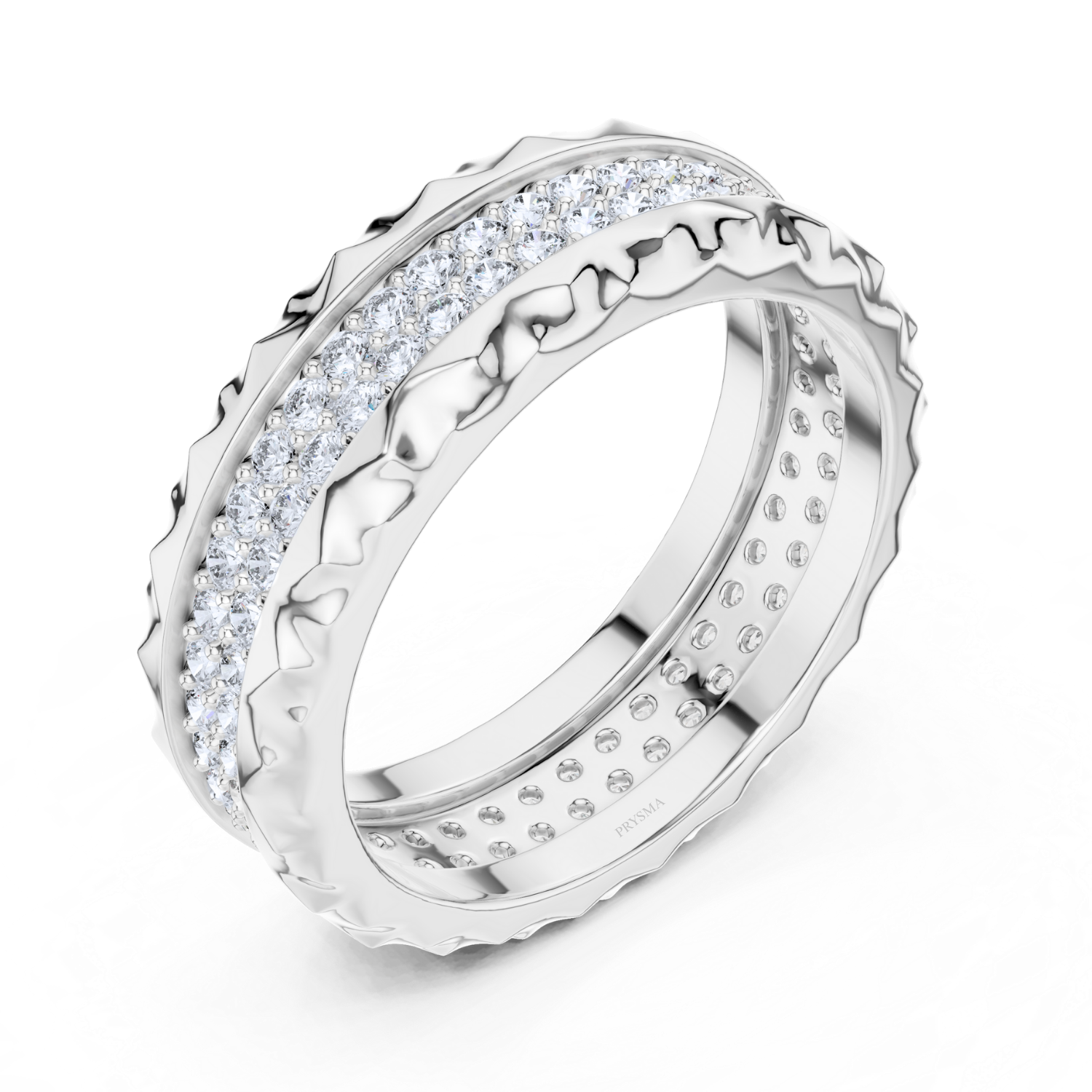 Luxury Diamond Pave Band With Textured Edge