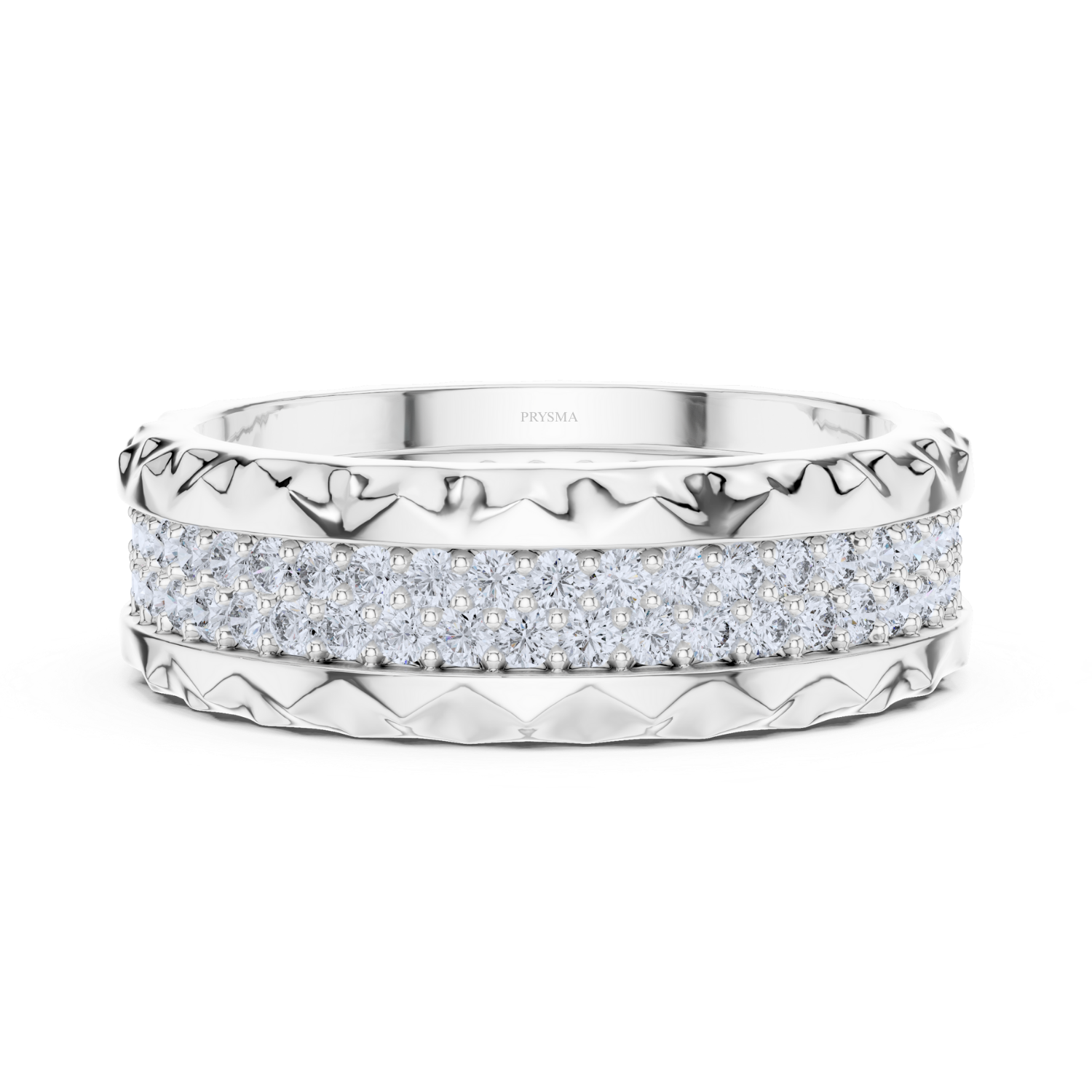 Luxury Diamond Pave Band With Textured Edge