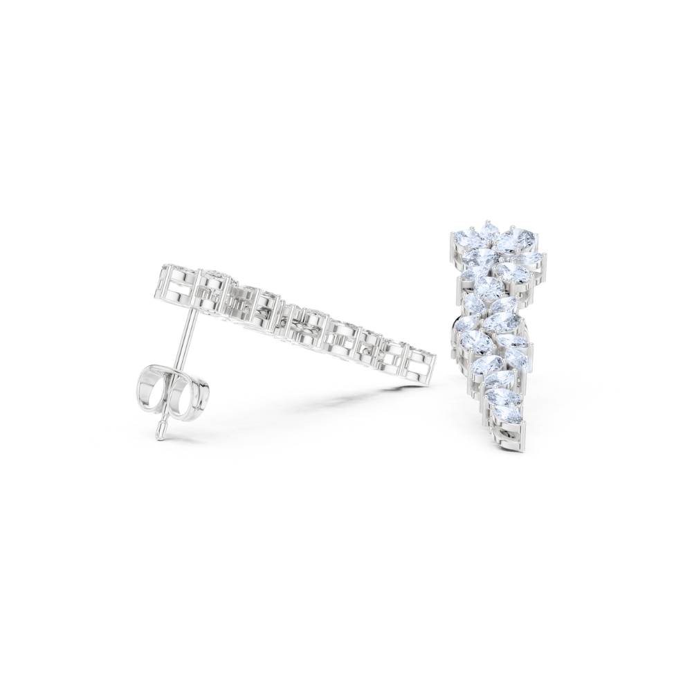 Floral Vine Drop Diamond Earrings