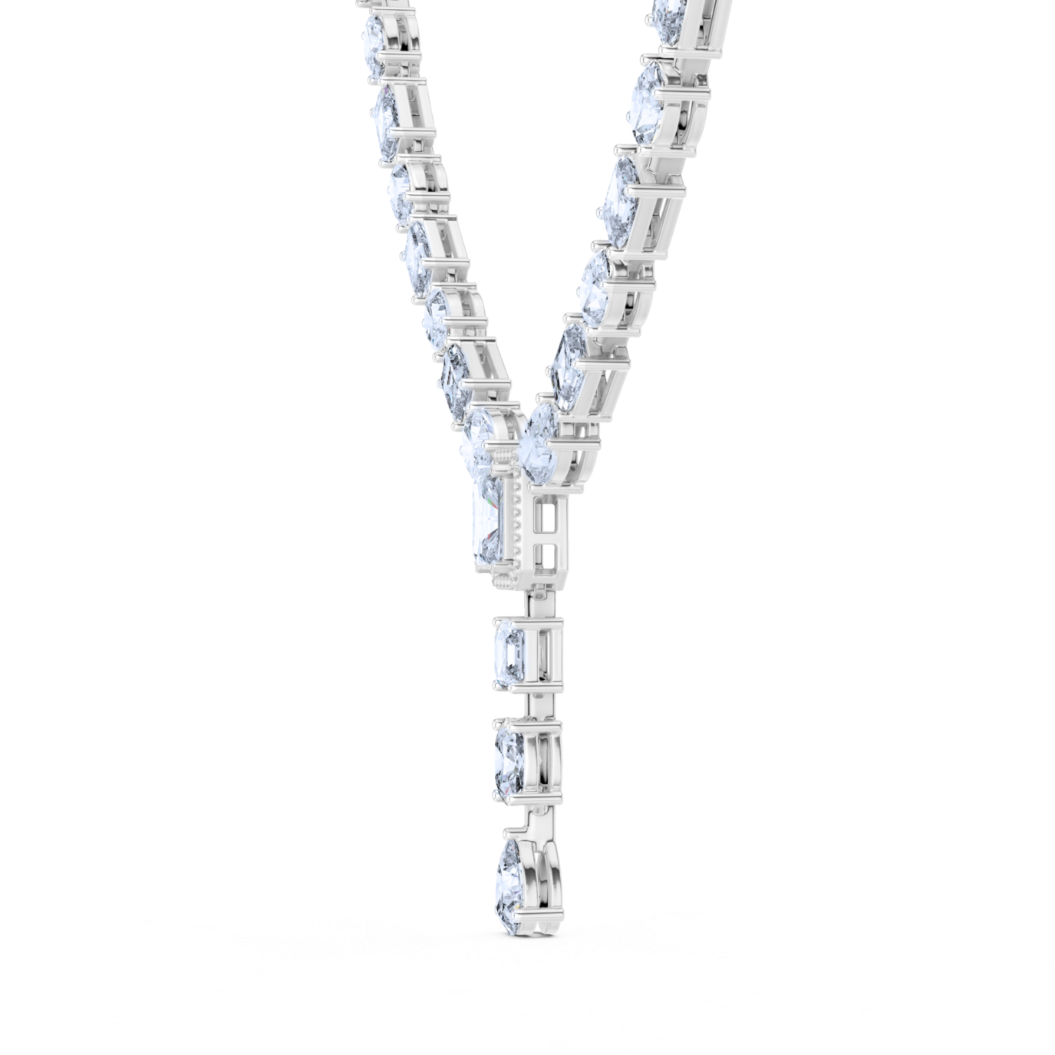 Elegant Y-Drop Diamond Tennis Necklace