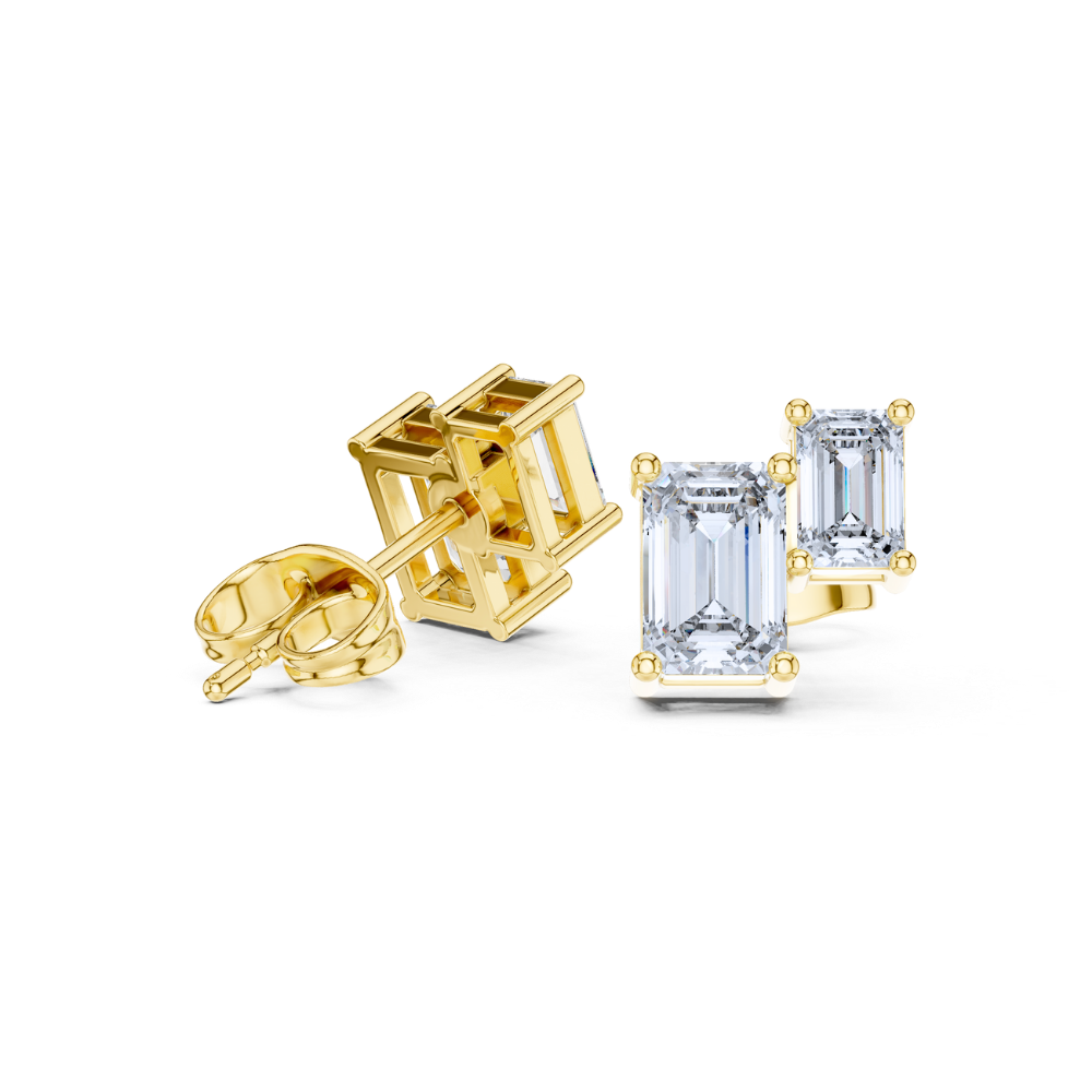 Modern Edge Double-Bar Diamond Studs