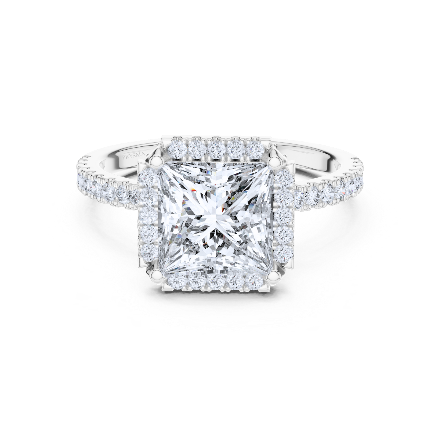 Royal Radiance Princess-Cut Halo Diamond Ring