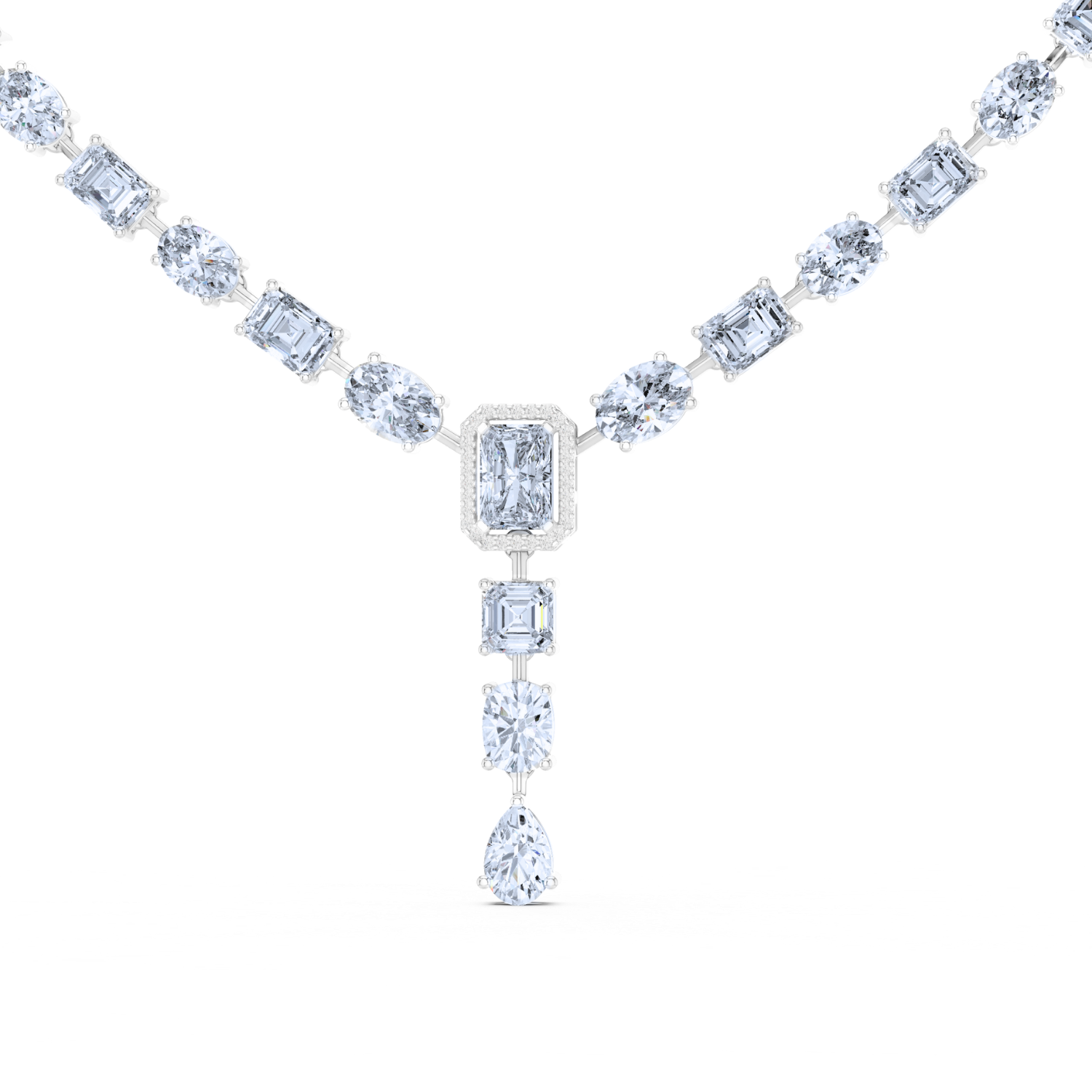 Elegant Y-Drop Diamond Tennis Necklace