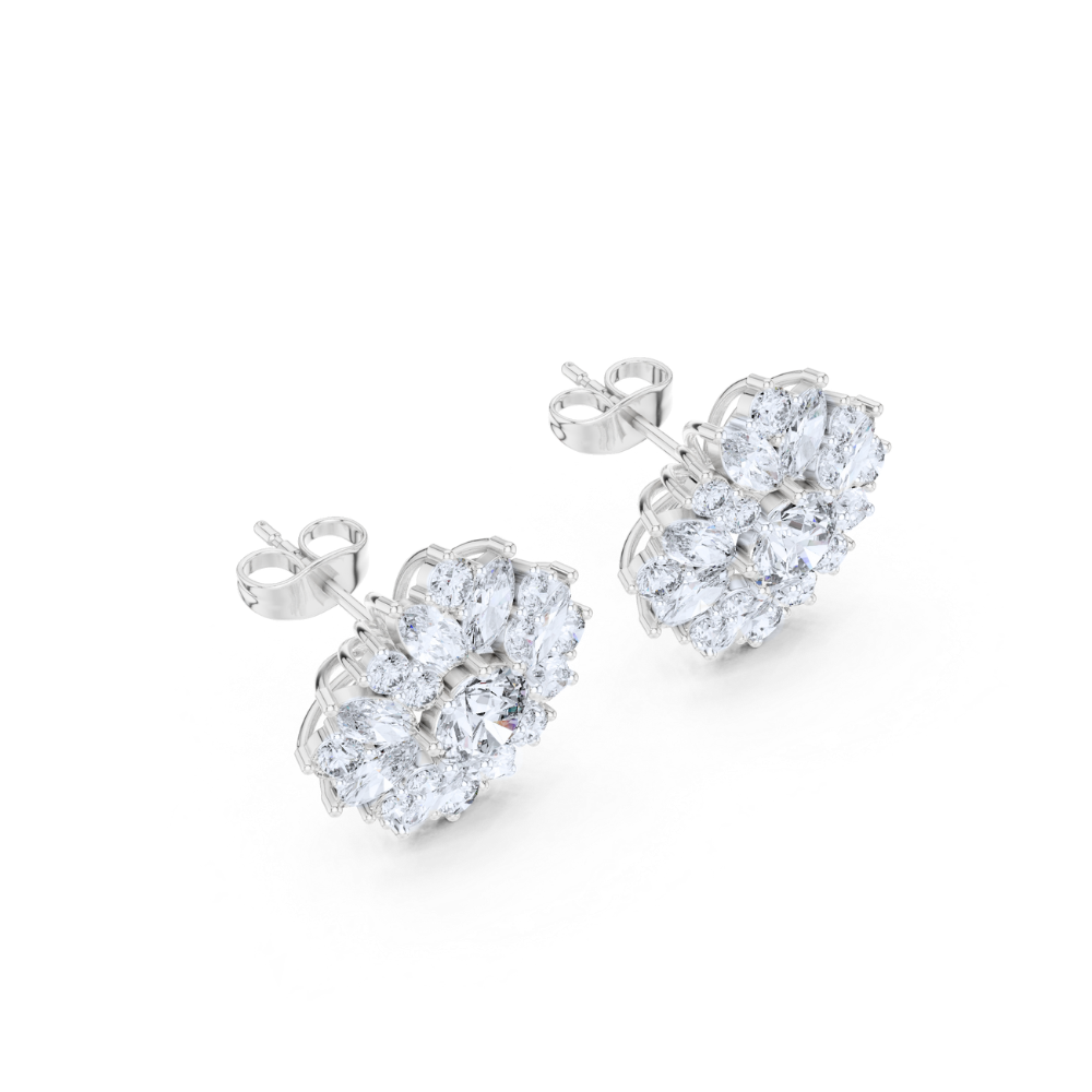 Radiant Bloom Diamond Cluster Earrings