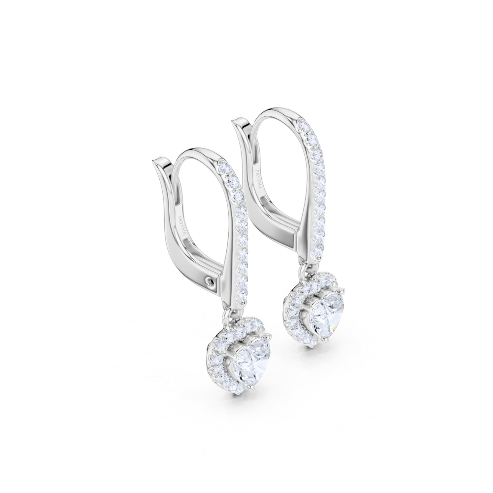 Heart Halo Drop Diamond Earrings