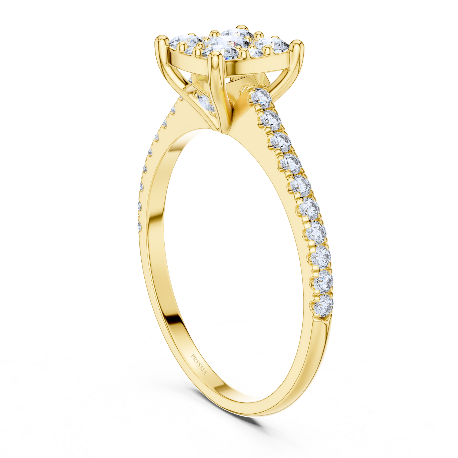 Celeste Cluster Princess Lab Diamond Ring