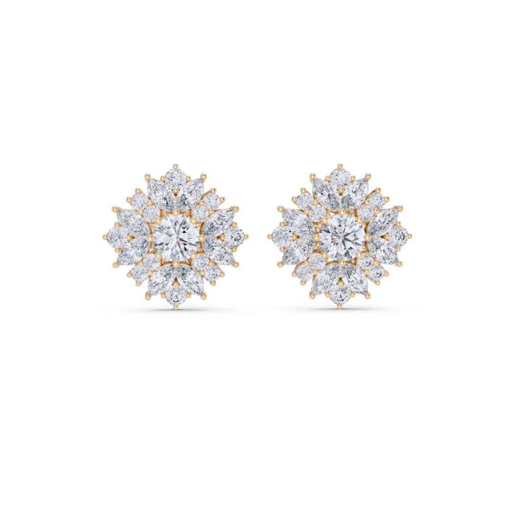 Radiant Bloom Diamond Cluster Earrings