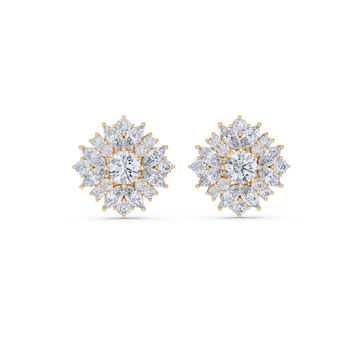 Radiant Bloom Diamond Cluster Earrings