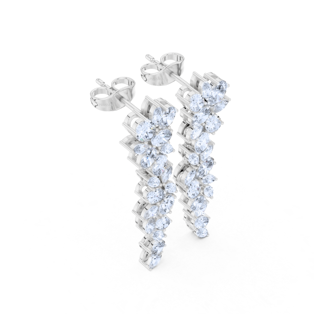 Floral Vine Drop Diamond Earrings