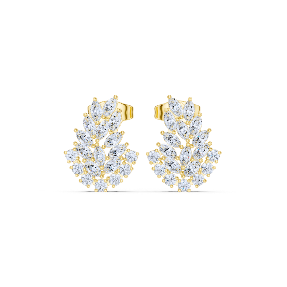 Radiant Vine Diamond Cluster Earrings