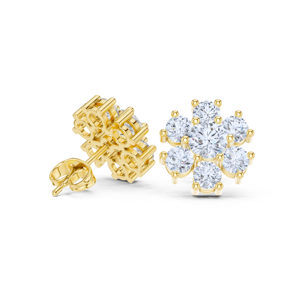 Celeste Cluster Diamond Flower Studs