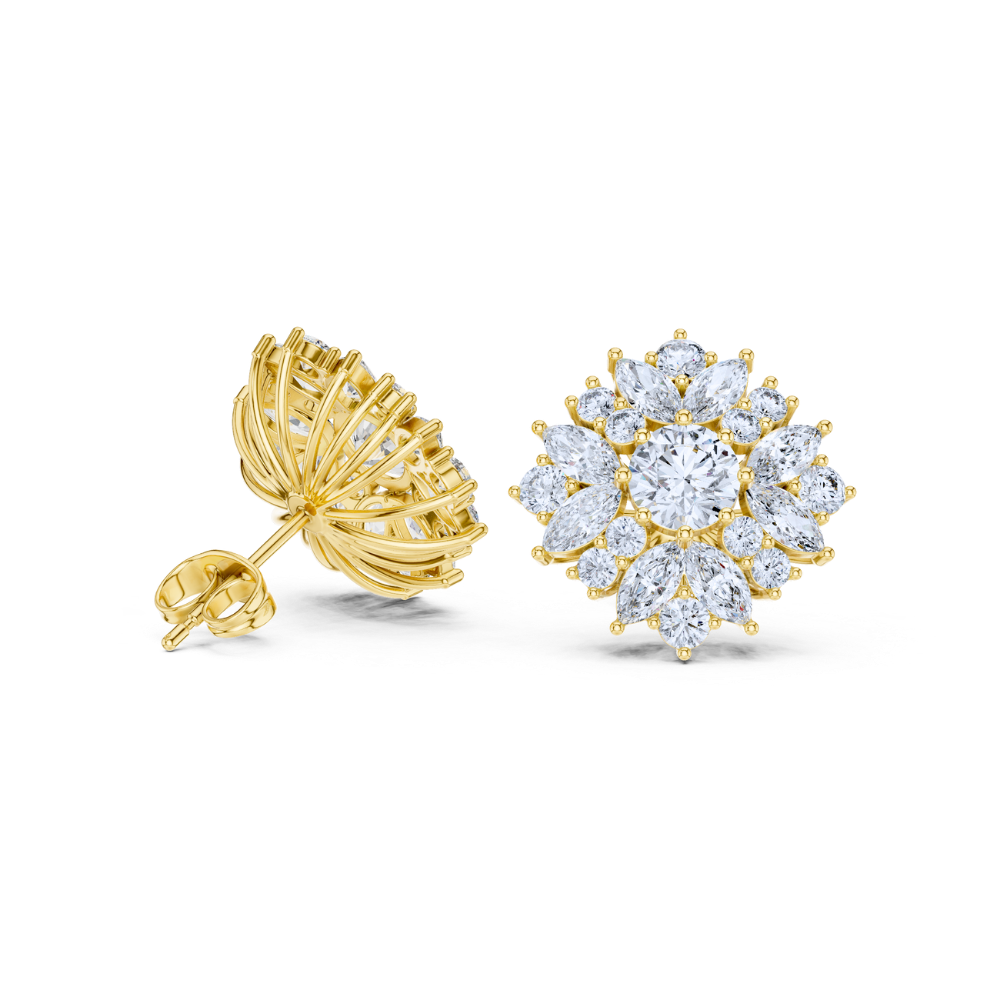 Radiant Bloom Diamond Cluster Earrings