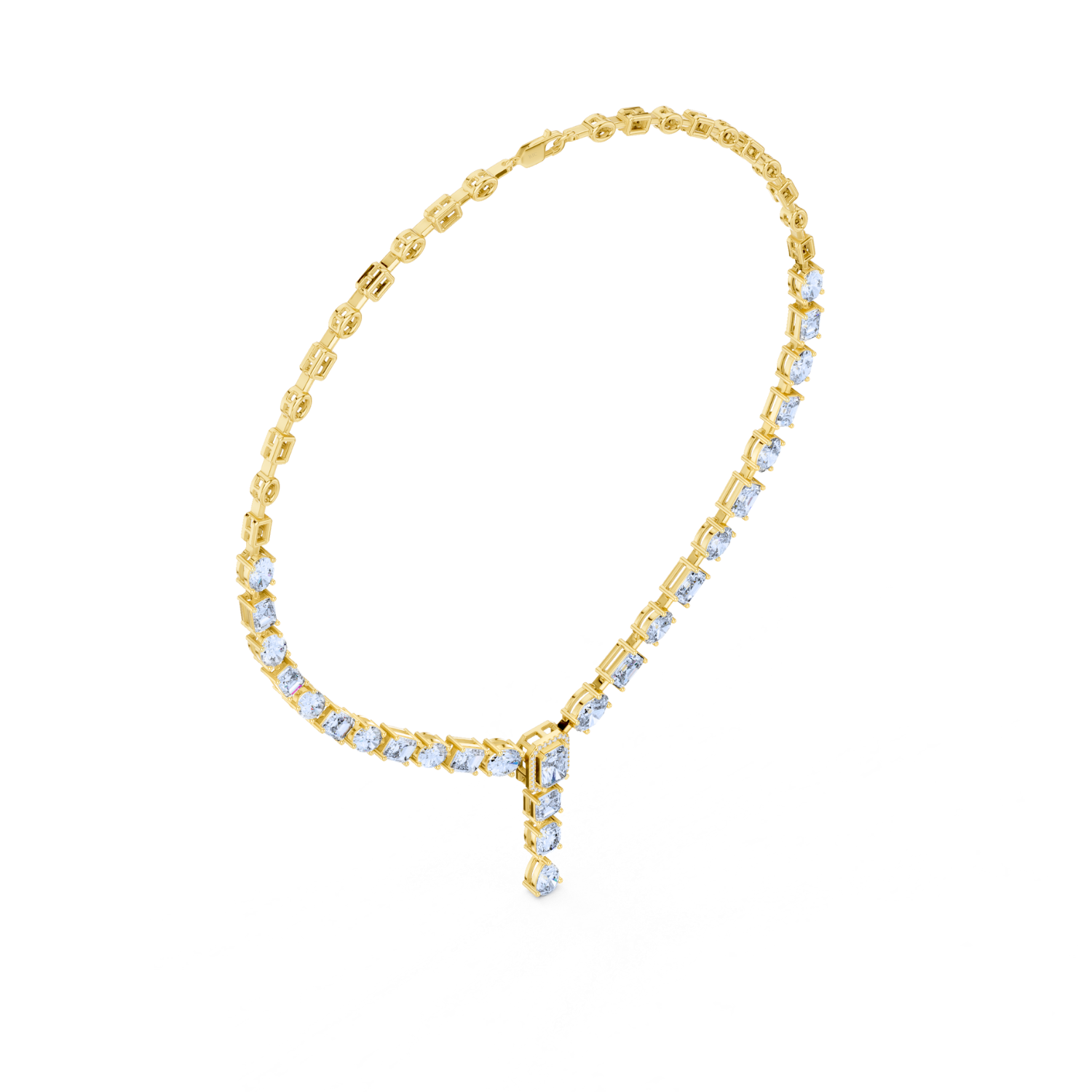 Elegant Y-Drop Diamond Tennis Necklace