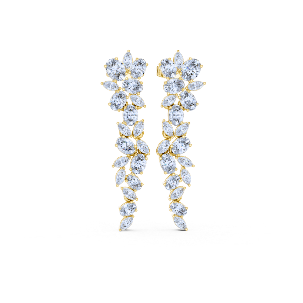 Floral Vine Drop Diamond Earrings
