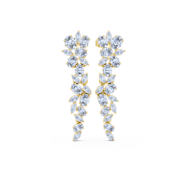 Floral Vine Drop Diamond Earrings