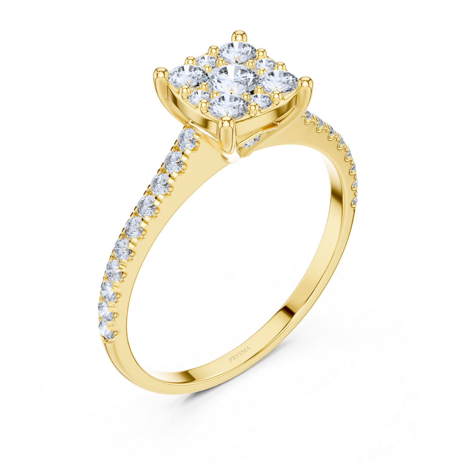 Celeste Cluster Princess Lab Diamond Ring