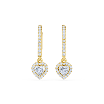 Heart Halo Drop Diamond Earrings