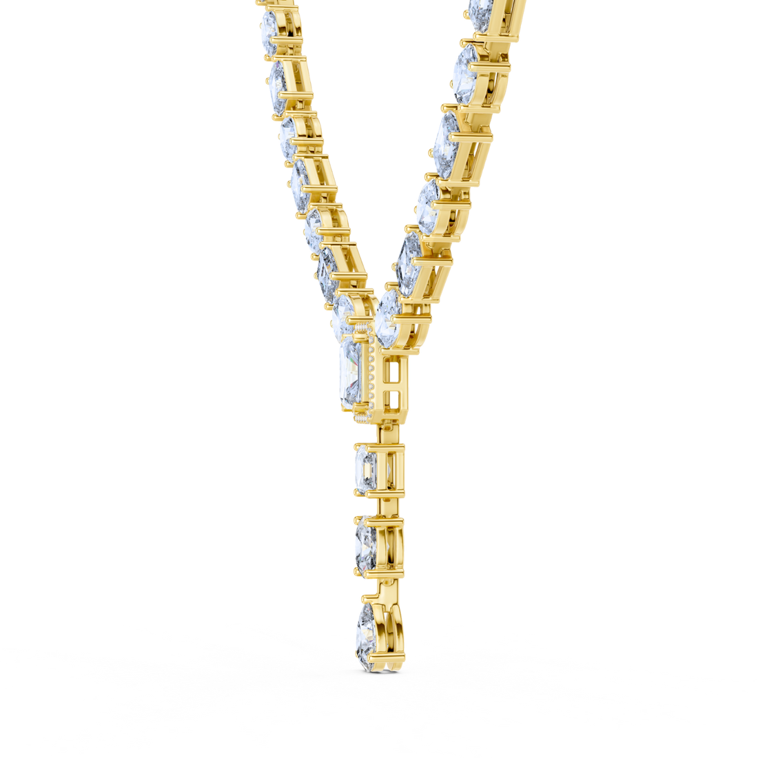 Elegant Y-Drop Diamond Tennis Necklace