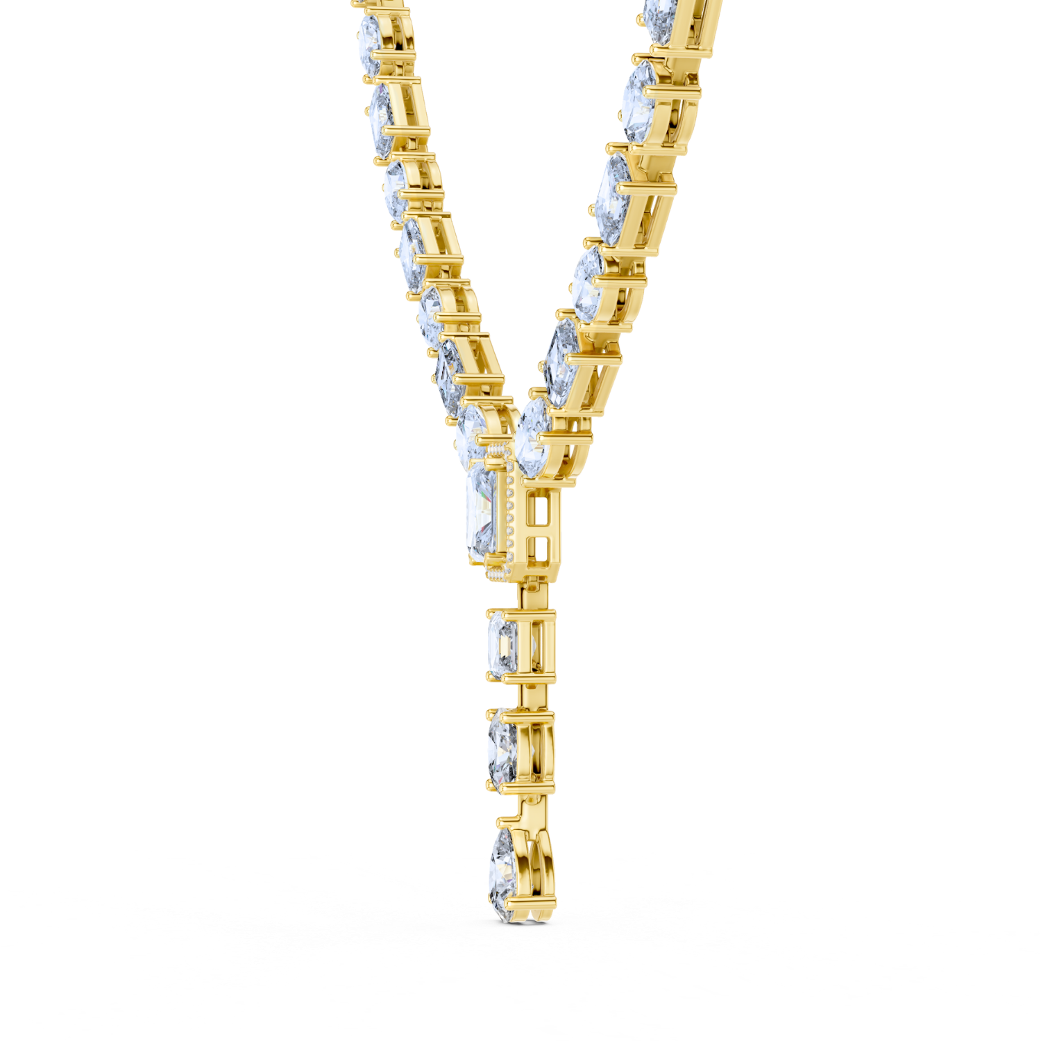 Elegant Y-Drop Diamond Tennis Necklace