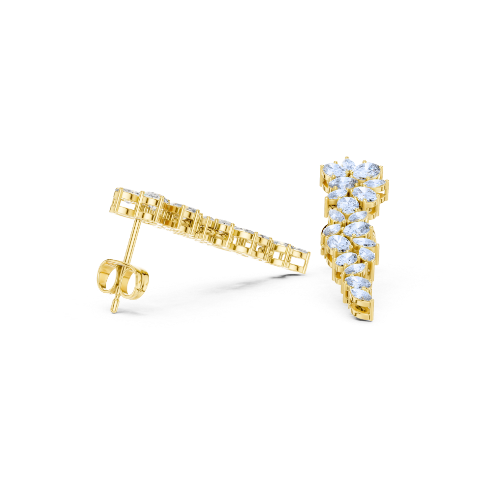 Floral Vine Drop Diamond Earrings