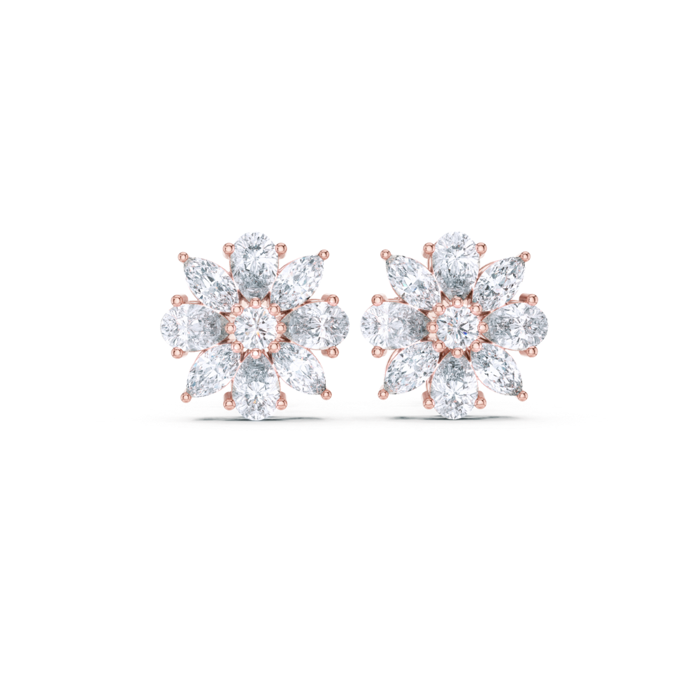 Floral Brilliance Diamond Stud Earrings