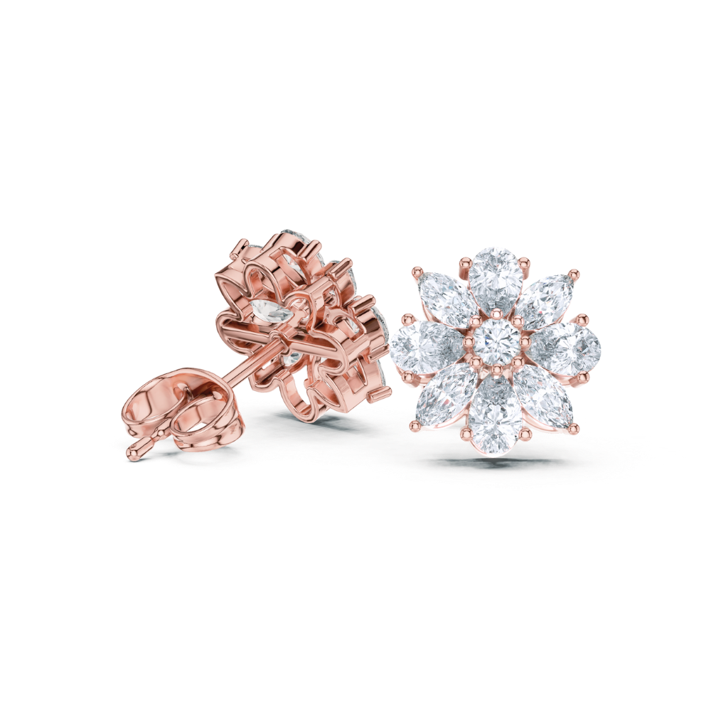 Floral Brilliance Diamond Stud Earrings