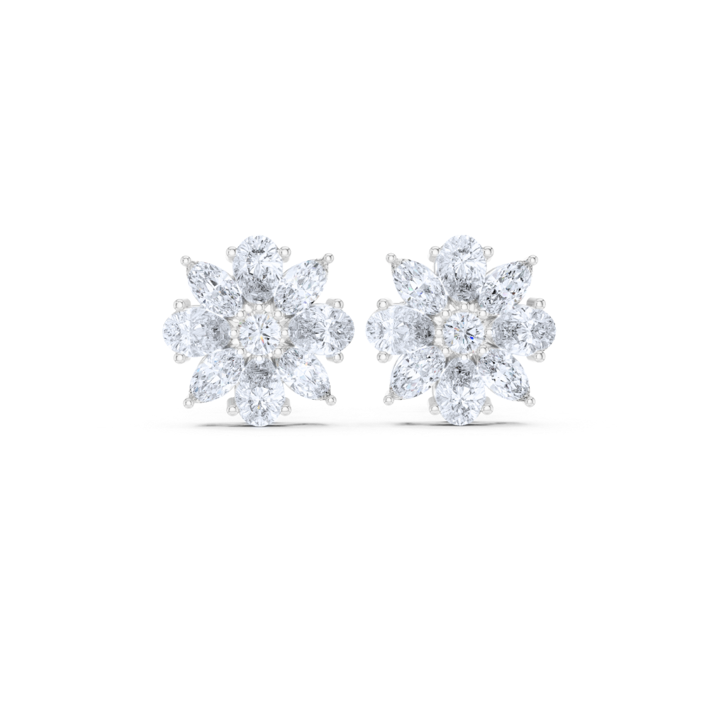 Floral Brilliance Diamond Stud Earrings