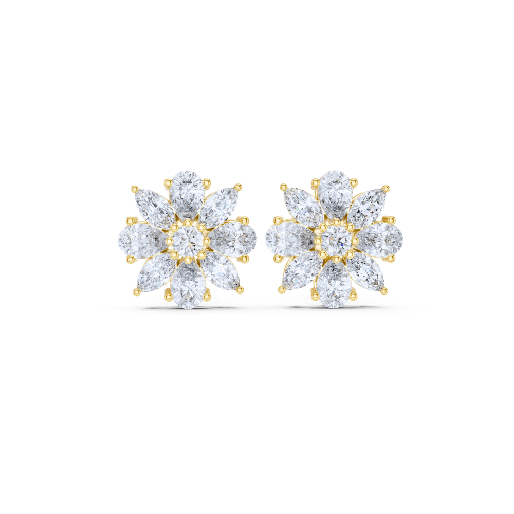 Floral Brilliance Diamond Stud Earrings