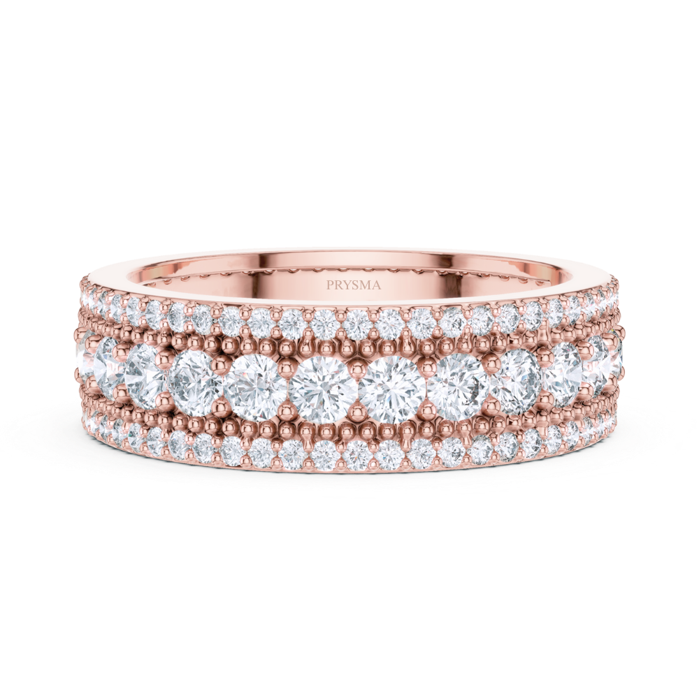 Majestic Beaded Pavé Diamond Ring