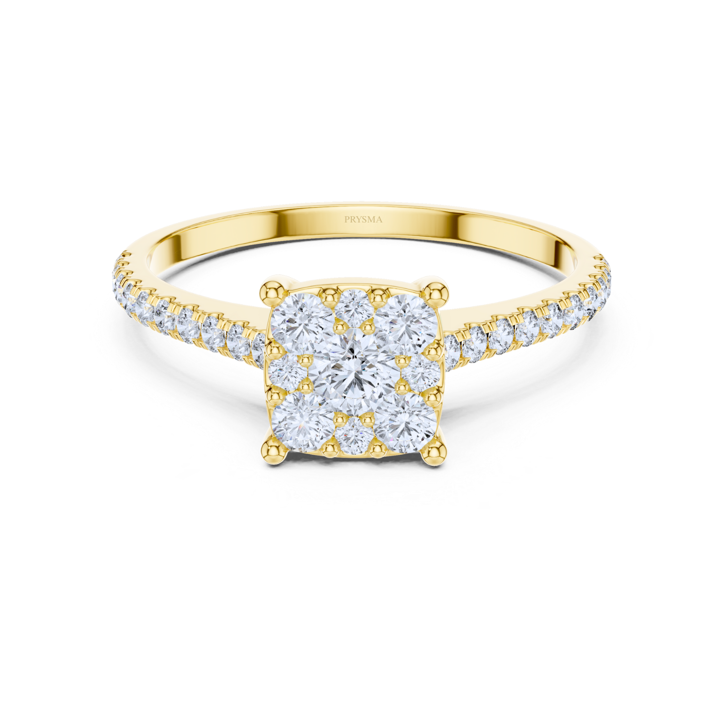 Celeste Cluster Princess Lab Diamond Ring