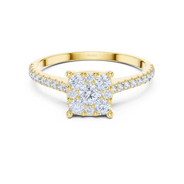 Celeste Cluster Princess Lab Diamond Ring