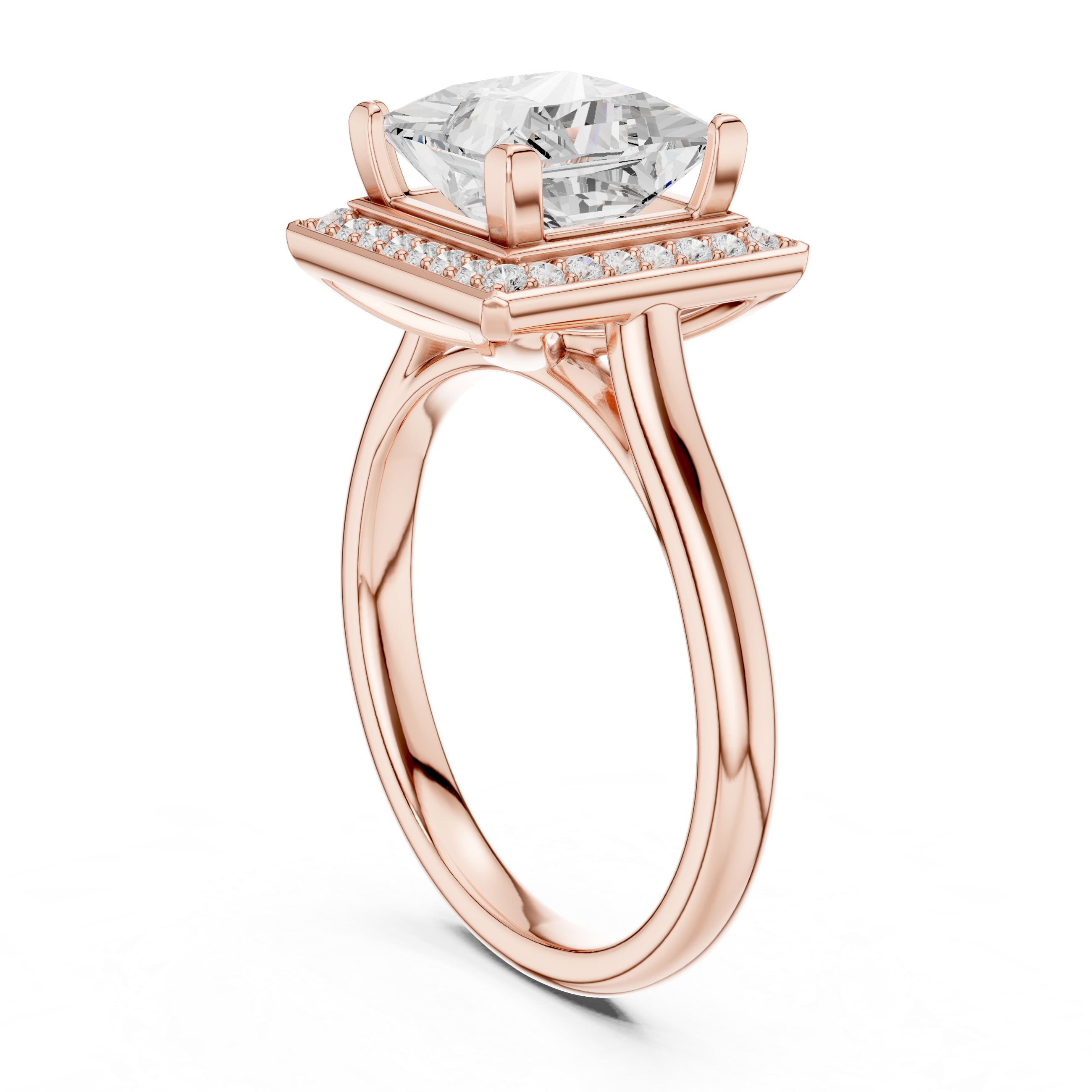 Princess-Cut Halo Diamond Ring
