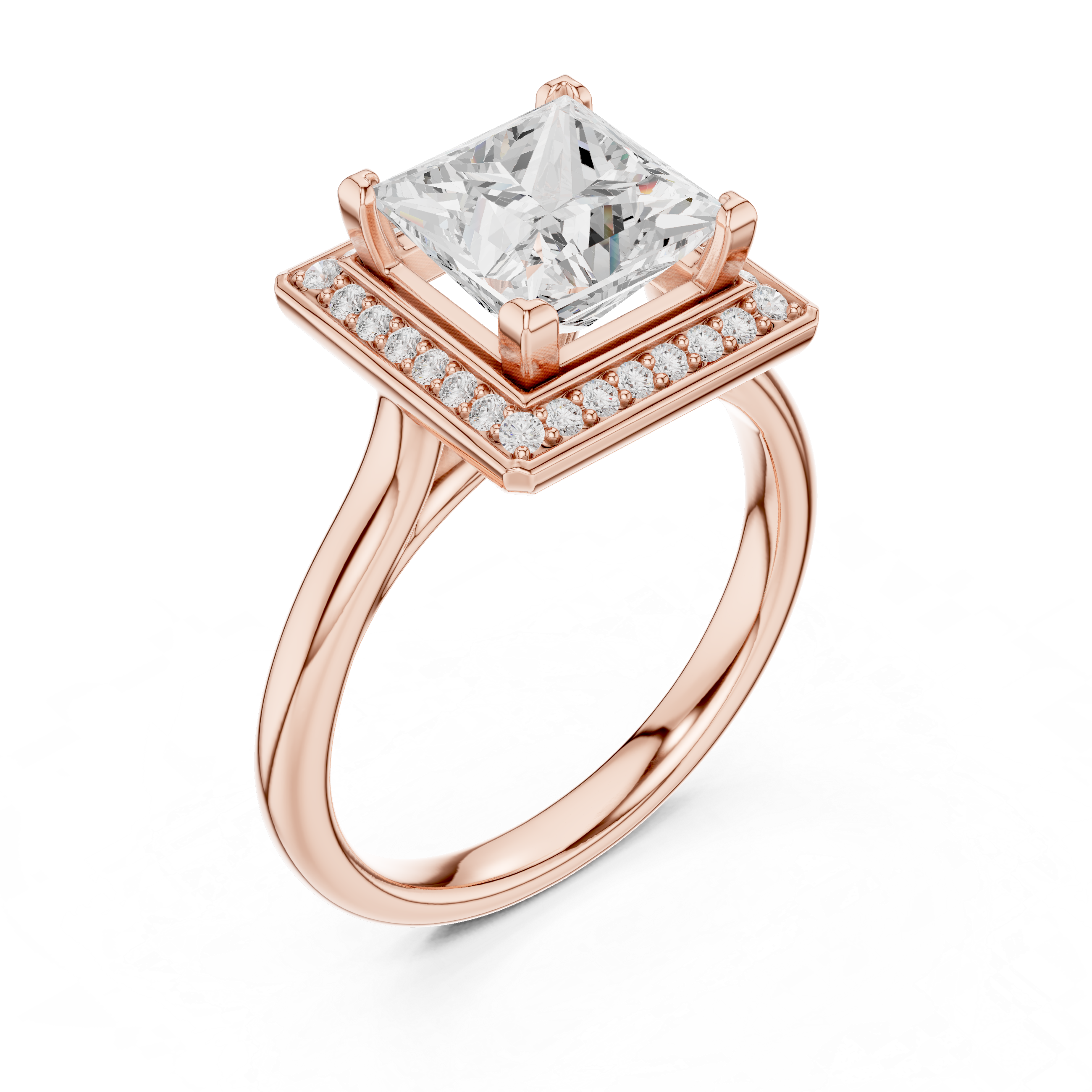 Princess-Cut Halo Diamond Ring