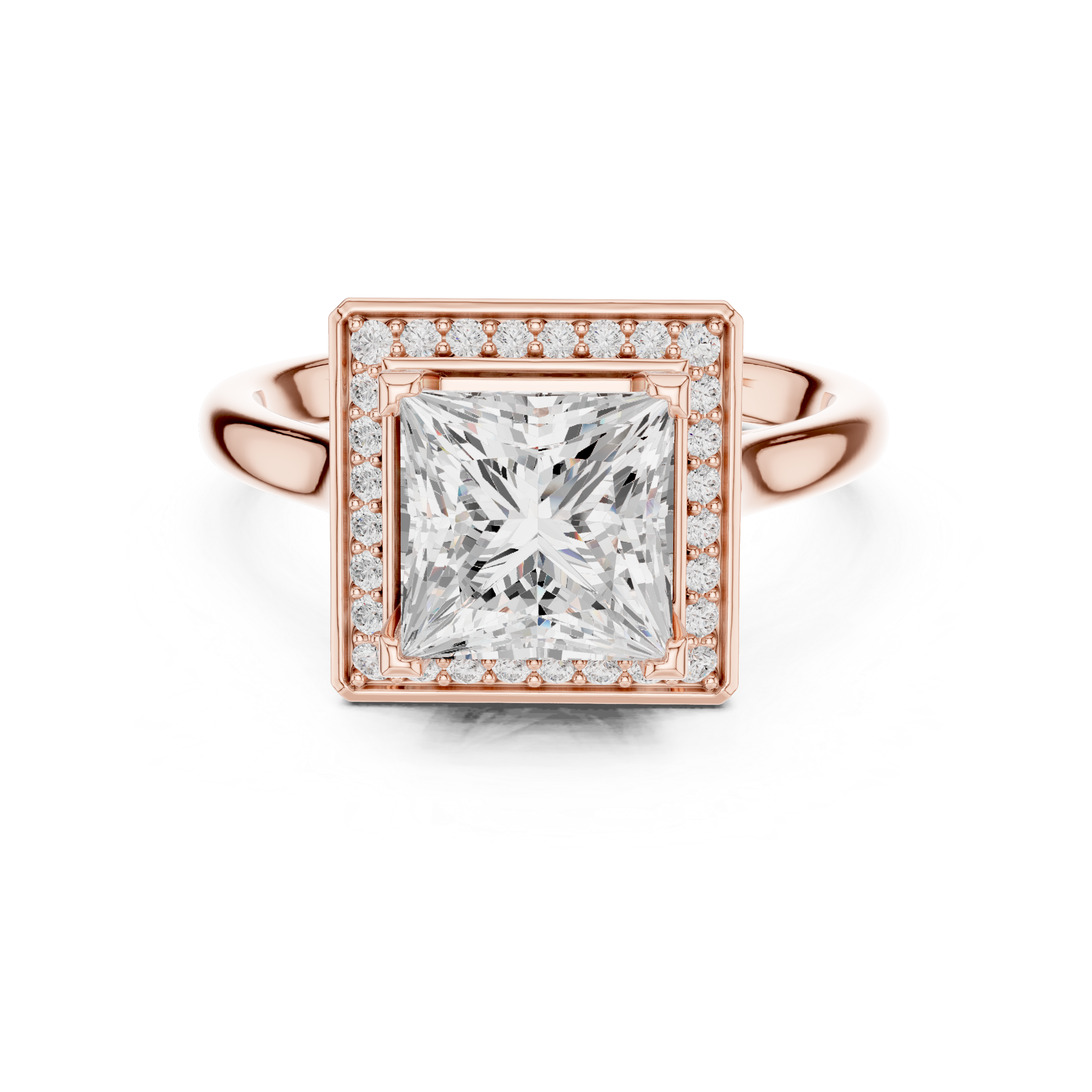 Princess-Cut Halo Diamond Ring