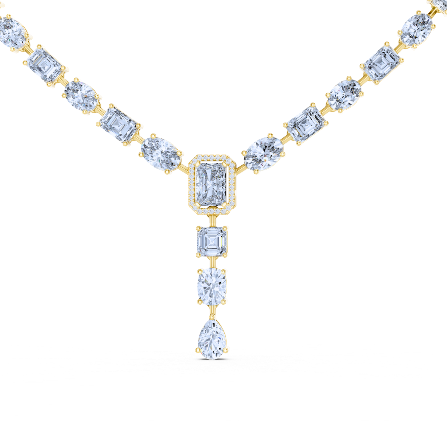 Elegant Y-Drop Diamond Tennis Necklace