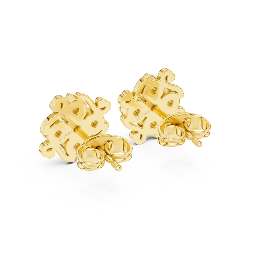 Vintage Swirl Floral Diamond Stud Earrings