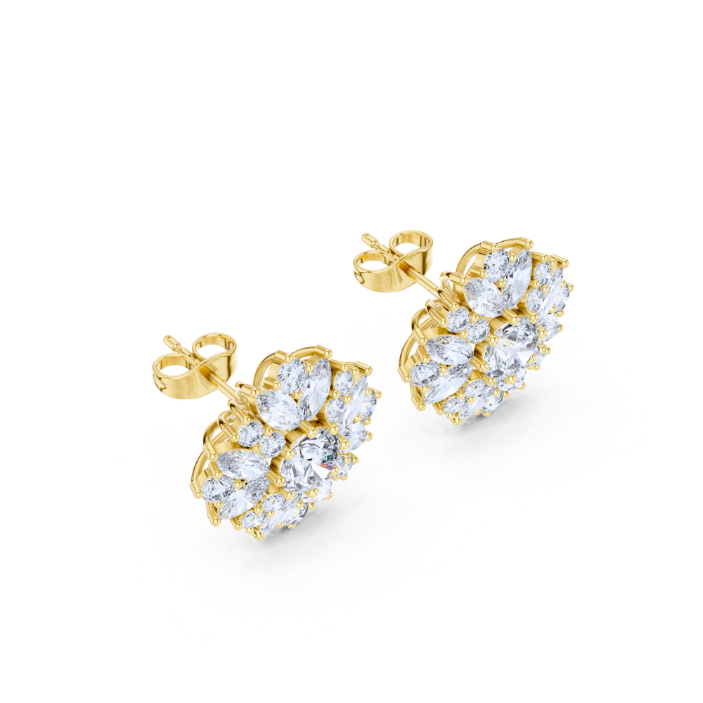 Radiant Bloom Diamond Cluster Earrings