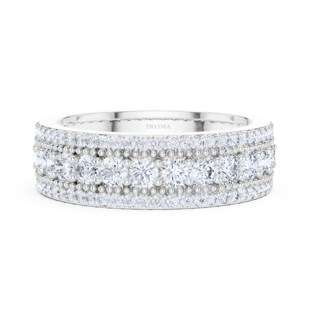 Majestic Beaded Pavé Diamond Ring