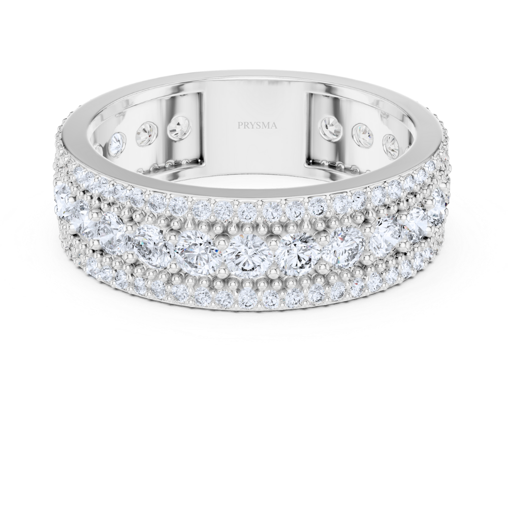 Majestic Beaded Pavé Diamond Ring