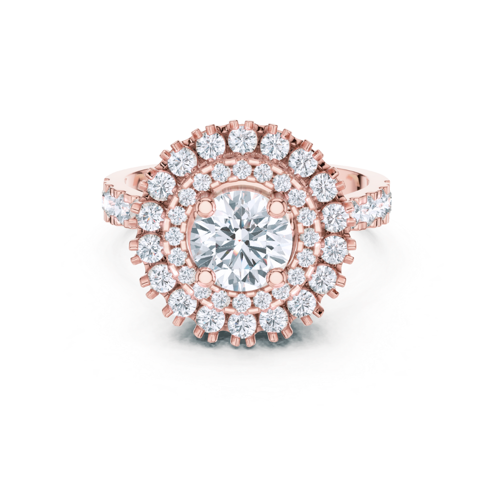 Radiant Double Halo Round-Cut Ring