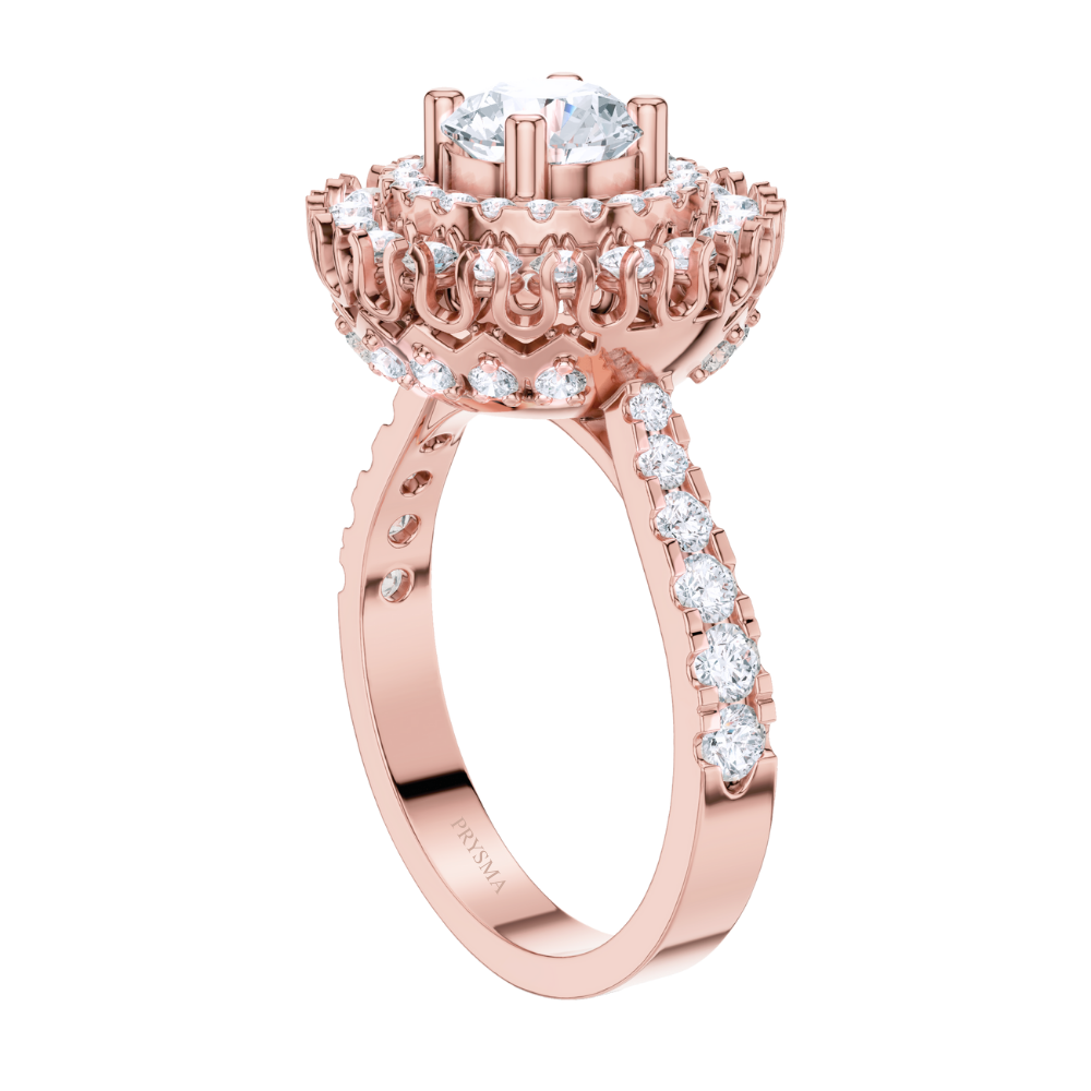 Radiant Double Halo Round-Cut Ring