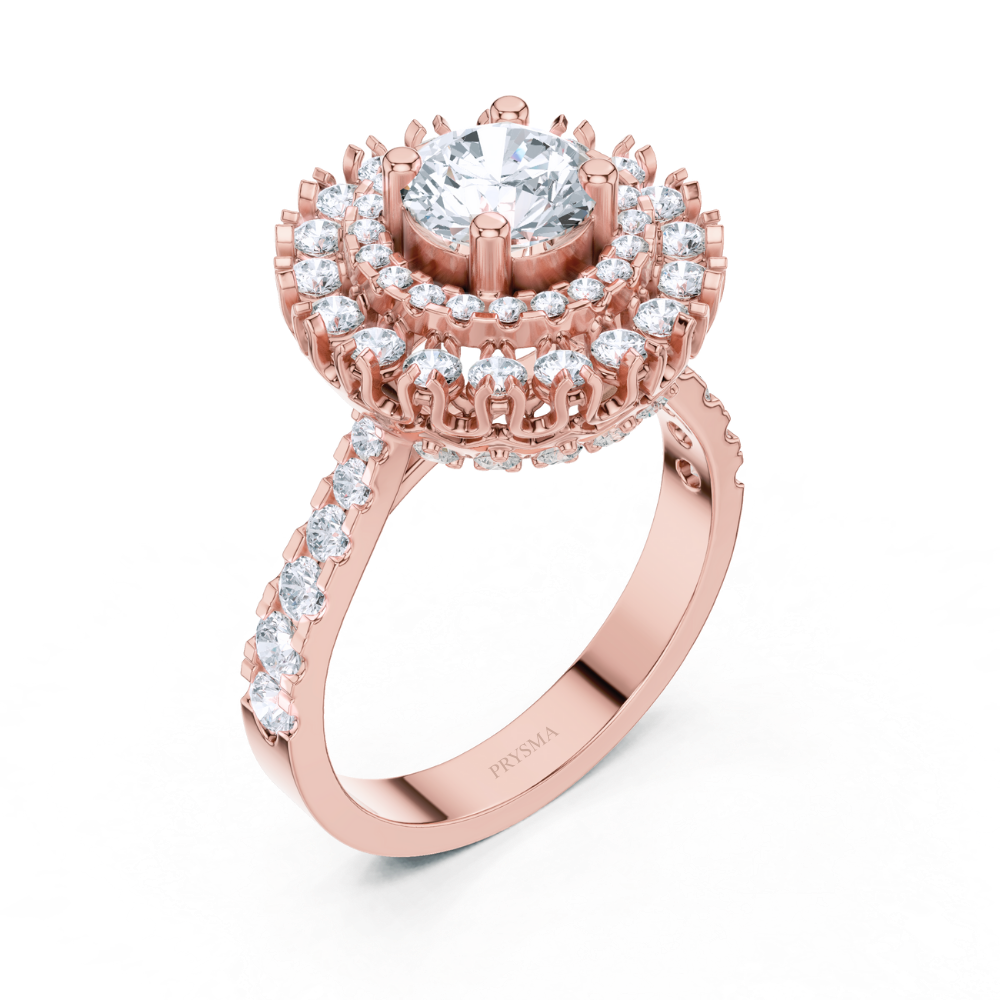 Radiant Double Halo Round-Cut Ring