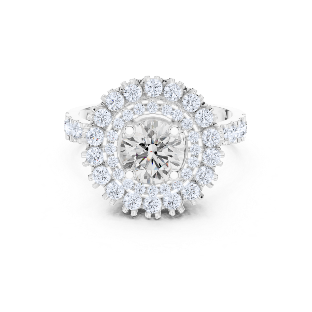 Radiant Double Halo Round-Cut Ring