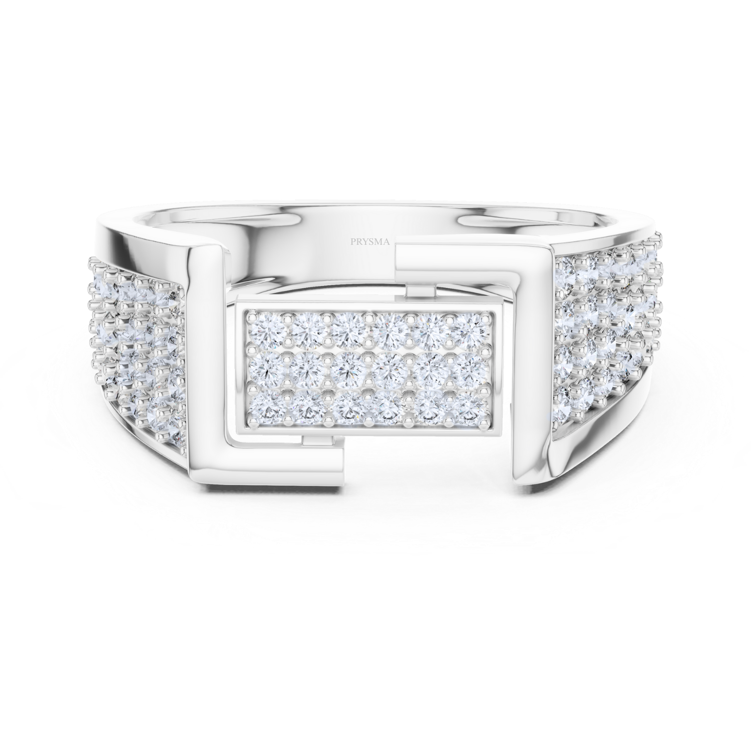 Geometric Diamond Pave Gold Band