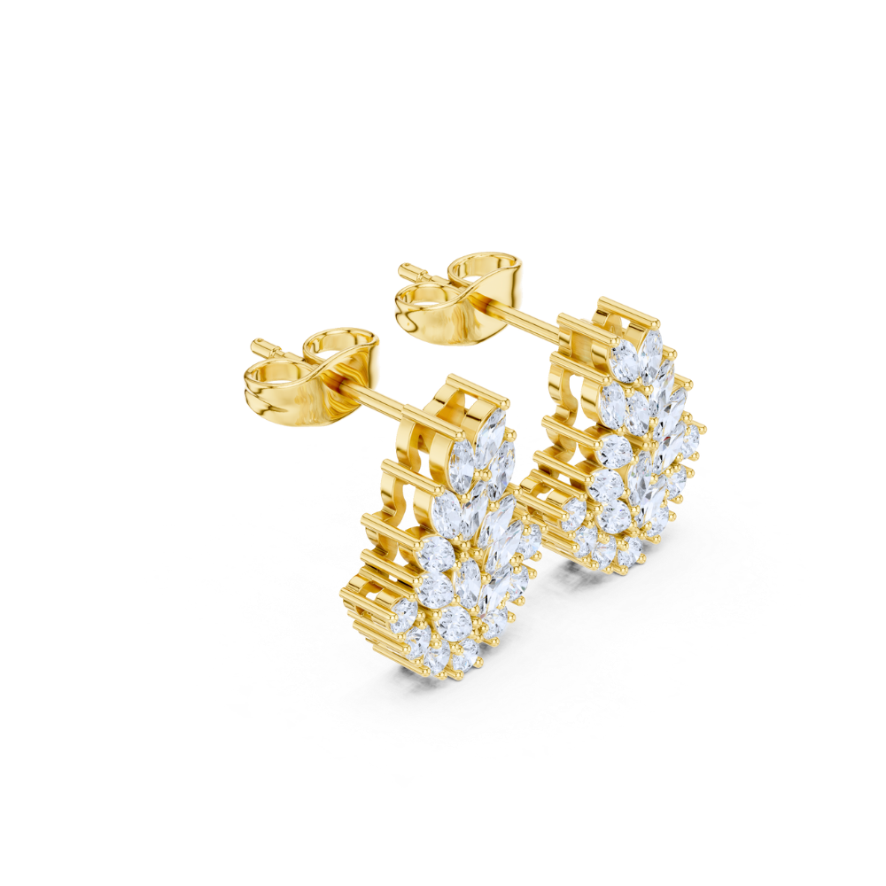 Radiant Vine Diamond Cluster Earrings