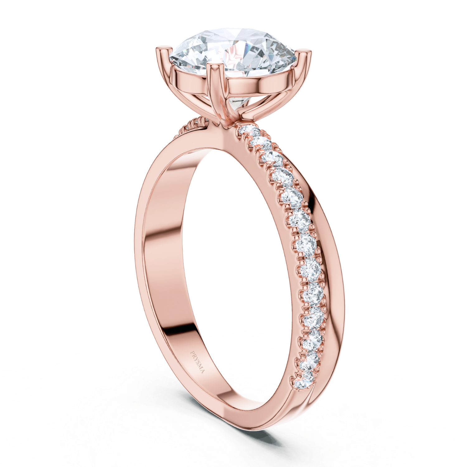 Elegant Round-Cut Solitaire Ring With Diamond Pave Band