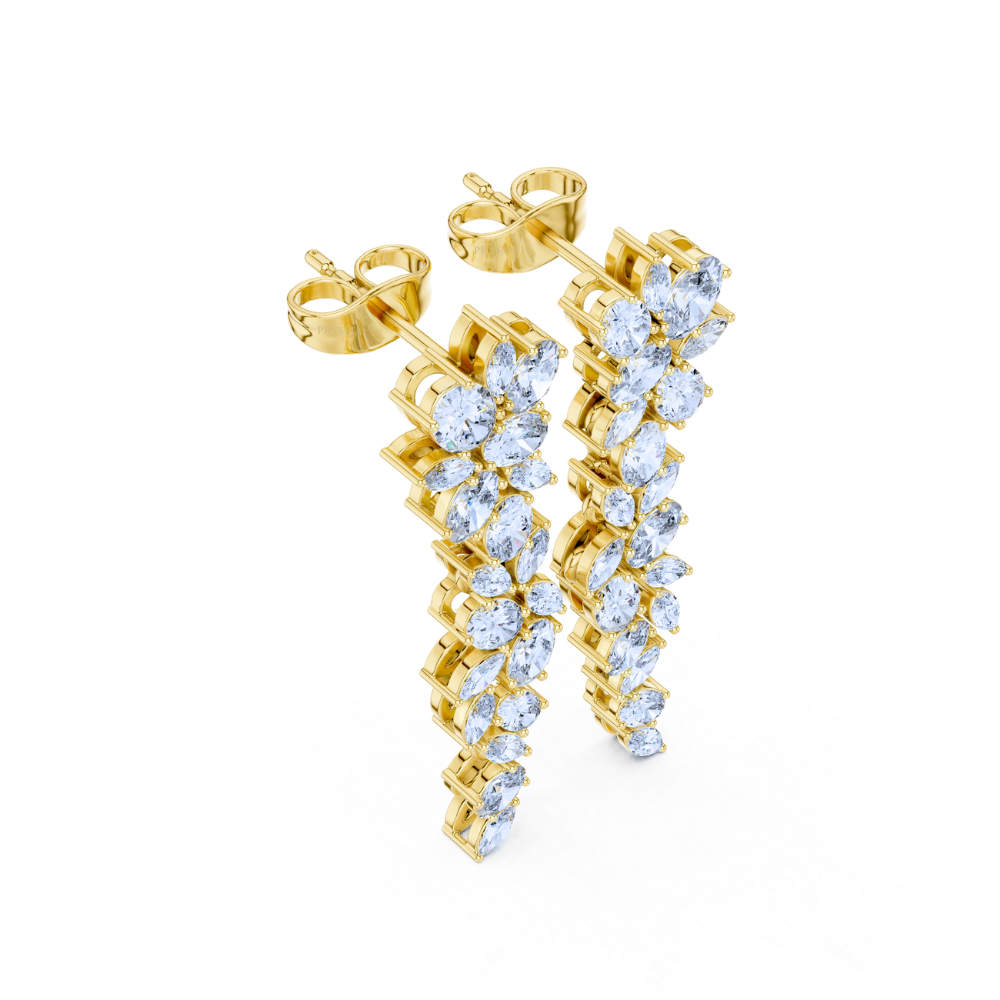 Floral Vine Drop Diamond Earrings